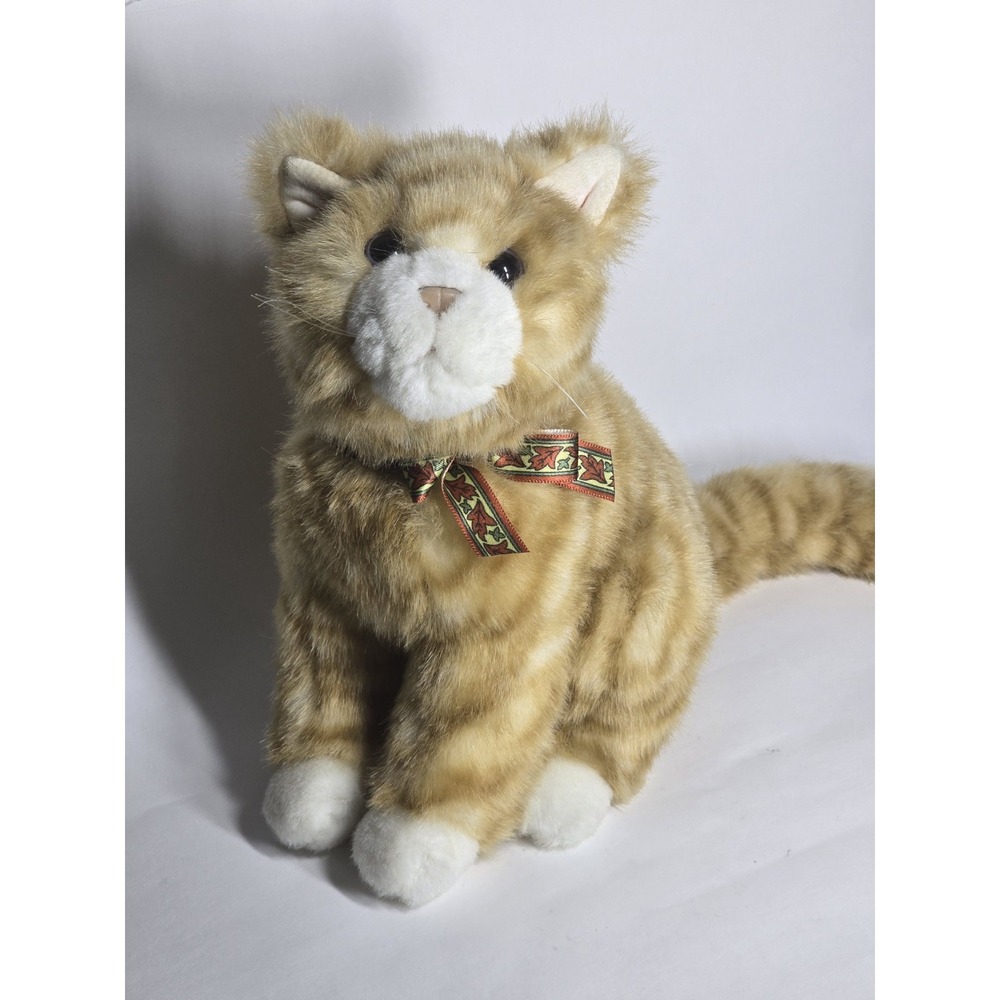 Gund Tiger Cat Plush‎ 1124 Orange Tabby Stuffed Animal Bow Vintage Kitty